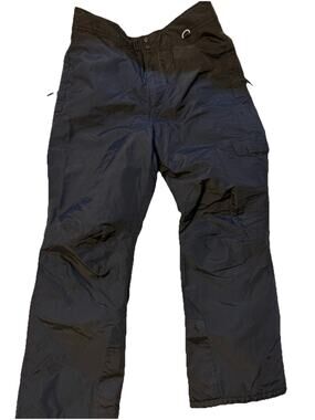 Slalom Men's Large Black Snow Pants 30" Inseam Nylon Zip Adjustable Double Lined